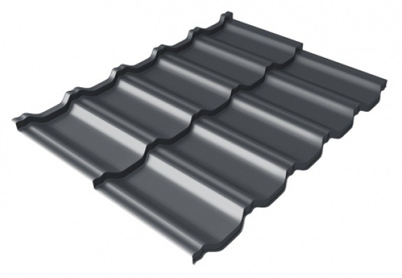 Металлочерепица модульная Квинта Uno Grand Line c 3D резом 0,5 Satin Мatt RAL 7024 мокрый асфальт купить в 