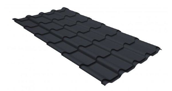 Металлочерепица камея GL 0,5 GreenCoat Pural RR 23 темно-серый (RAL 7024 мокрый асфальт) купить в 