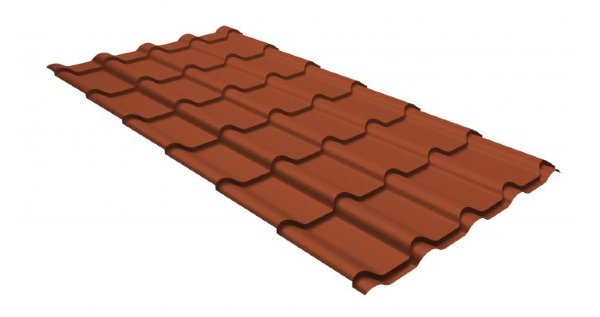 Металлочерепица камея GL 0,5 GreenCoat Pural RR 750 кирпично-красный (RAL 8004 терракота) купить в 