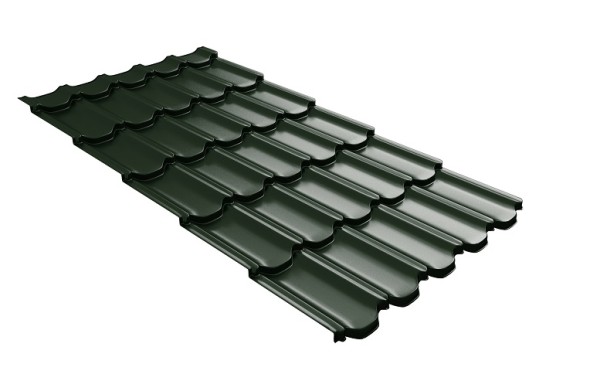 Металлочерепица квинта плюс с 3D резом 0,5 GreenСoat Pural Matt RR 11 темно-зеленый (RAL 6020 хромовая зелень) купить в 