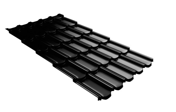 Металлочерепица квинта плюс с 3D резом 0,5 GreenСoat Pural Matt RR 33 черный (RAL 9005 черный) купить в 