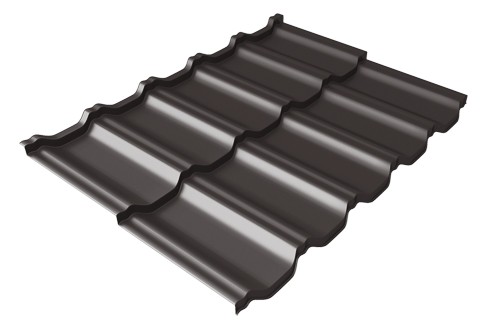 Металлочерепица модульная Квинта Uno Grand Line c 3D резом 0,5 Satin RR 32 темно-коричневый купить в 