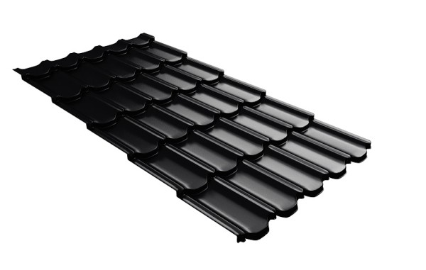 Металлочерепица квинта плюс с 3D резом 0,5 Satin Мatt RAL 9005 черный купить в 