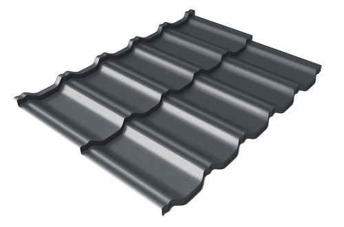 Металлочерепица модульная Квинта Uno Grand Line c 3D резом 0,5 Velur RAL 7024 мокрый асфальт купить в 