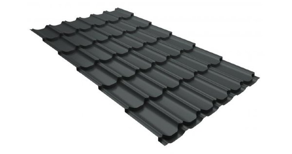 Металлочерепица квинта плюс 0,5 GreenCoat Pural RR 23 темно-серый (RAL 7024 мокрый асфальт) купить в 
