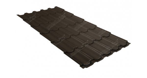 Металлочерепица квинта плюс 0,5 GreenCoat Pural Matt RR 32 темно-коричневый (RAL 8019 серо-коричневый) купить в 