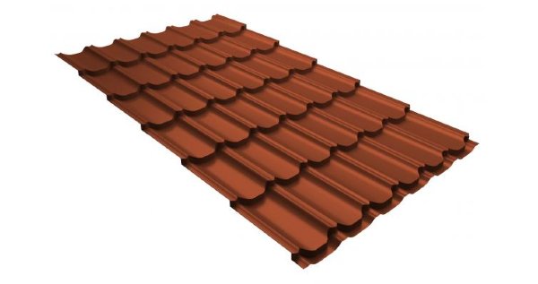 Металлочерепица квинта плюс 0,5 GreenCoat Pural RR 750 кирпично-красный (RAL 8004 терракота) купить в 